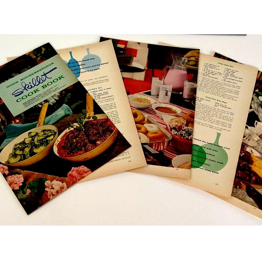 1958 Good Housekeeping Skillet CookBook 5pg Pullput Retro PRINT ARTICLE Ephemera